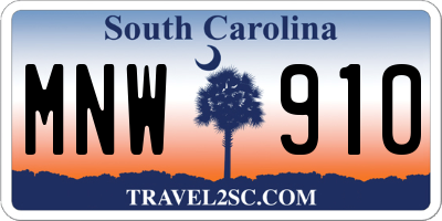 SC license plate MNW910
