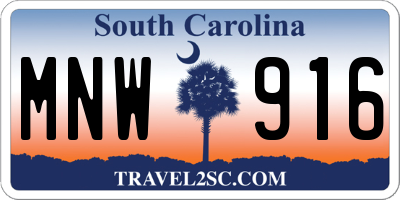SC license plate MNW916