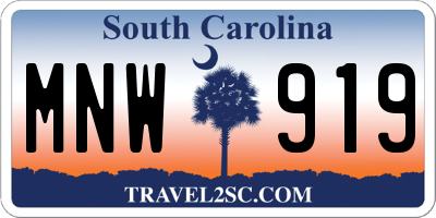 SC license plate MNW919