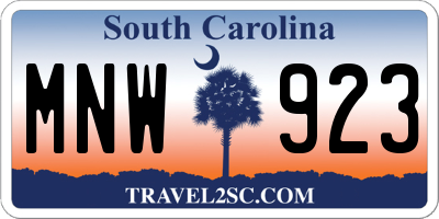 SC license plate MNW923