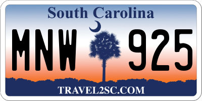 SC license plate MNW925