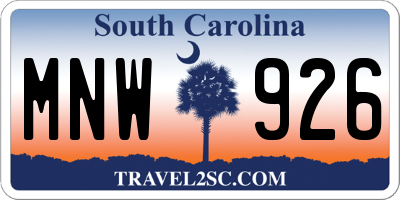 SC license plate MNW926