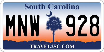 SC license plate MNW928