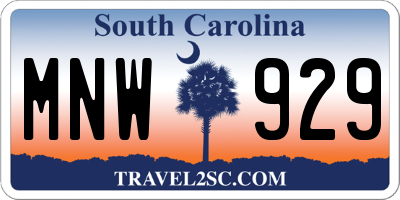 SC license plate MNW929