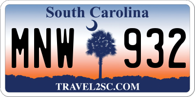 SC license plate MNW932