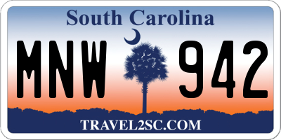 SC license plate MNW942
