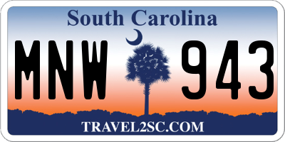 SC license plate MNW943