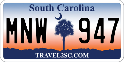 SC license plate MNW947