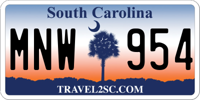 SC license plate MNW954