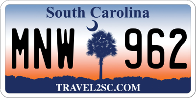 SC license plate MNW962