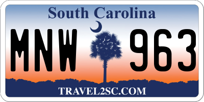 SC license plate MNW963