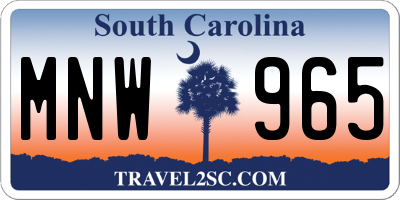 SC license plate MNW965