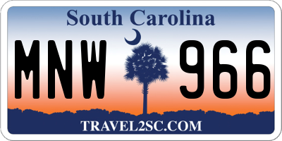 SC license plate MNW966