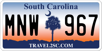 SC license plate MNW967