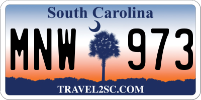 SC license plate MNW973