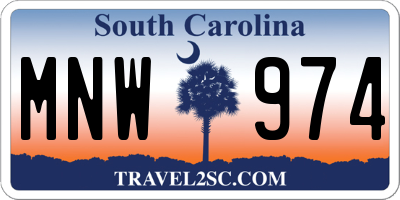 SC license plate MNW974