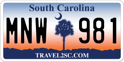 SC license plate MNW981