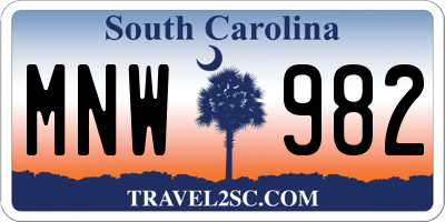 SC license plate MNW982