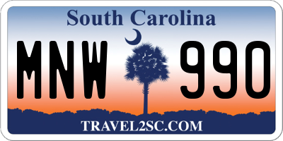 SC license plate MNW990