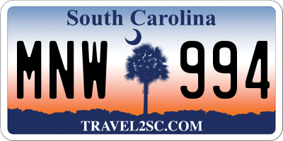 SC license plate MNW994