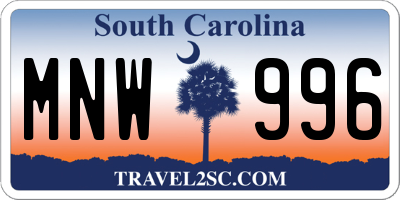 SC license plate MNW996