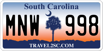 SC license plate MNW998