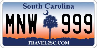 SC license plate MNW999