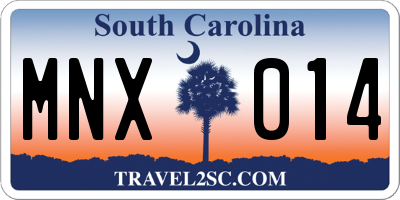 SC license plate MNX014