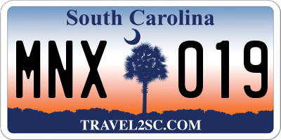 SC license plate MNX019