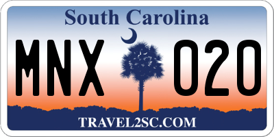 SC license plate MNX020