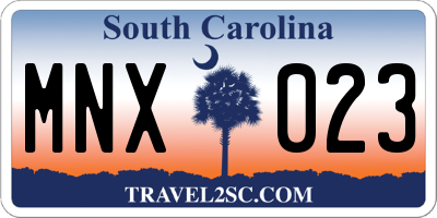 SC license plate MNX023