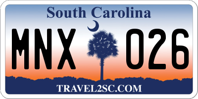 SC license plate MNX026