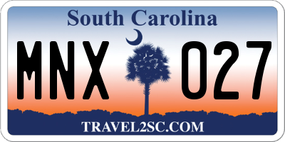 SC license plate MNX027