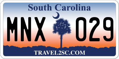 SC license plate MNX029