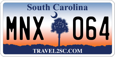 SC license plate MNX064