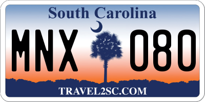 SC license plate MNX080
