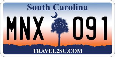 SC license plate MNX091
