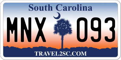 SC license plate MNX093