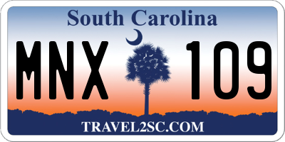 SC license plate MNX109