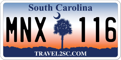 SC license plate MNX116