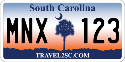 SC license plate MNX123
