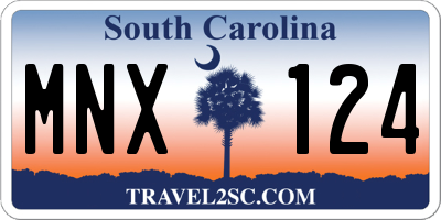 SC license plate MNX124