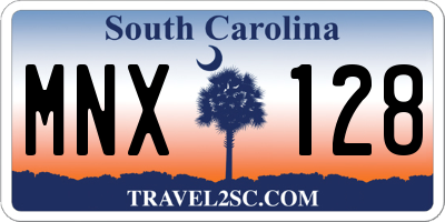SC license plate MNX128