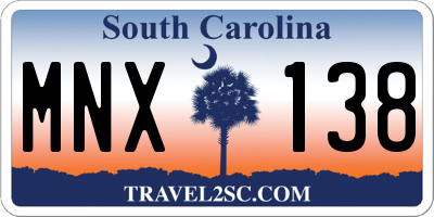 SC license plate MNX138