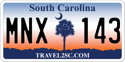 SC license plate MNX143