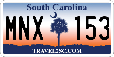 SC license plate MNX153