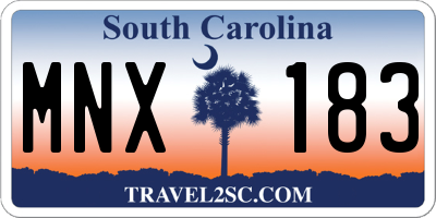 SC license plate MNX183