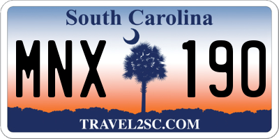 SC license plate MNX190