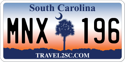 SC license plate MNX196
