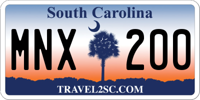 SC license plate MNX200